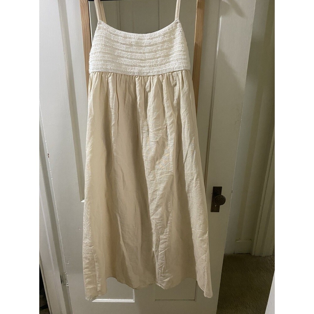 Zara Boho Crochet Ivory Knit Bodice and Linen Blend Flowy Skirt Size M - Picture 1 of 14
